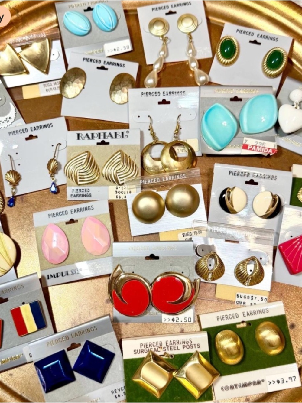 Vintage Earrings Lot (5 PAIRS) 70s 80s 90s earrings-Mystery lot-Closeout